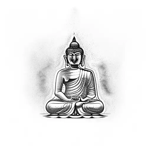 budha smoking tattoo design idea