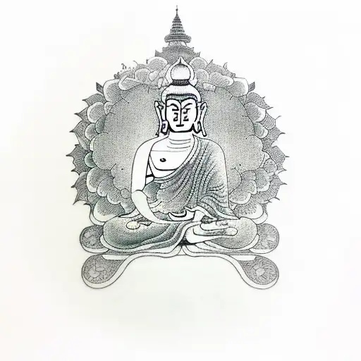 sad budha tattoo design idea