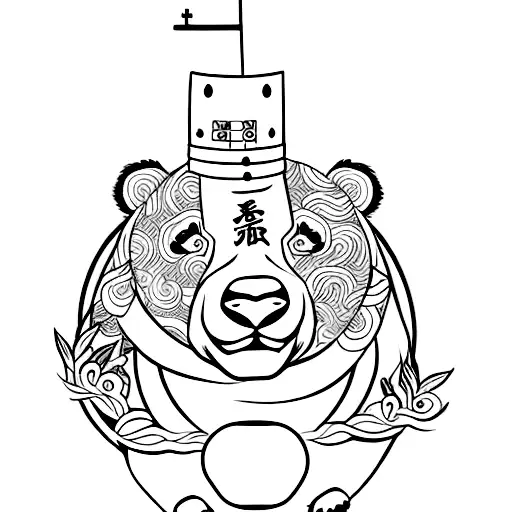 panda warrior zen tattoo design idea