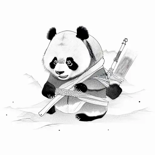 panda warrior zen tattoo design idea