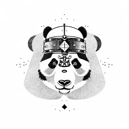 panda warrior zen food tattoo design idea