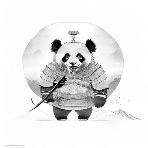 panda warrior zen food tattoo design idea