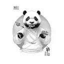 panda warrior zen food tattoo design idea
