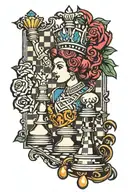 chess colour queen tattoo design idea