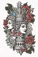 chess colour queen tattoo design idea