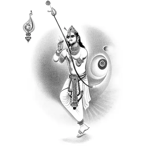 lord krishna with flute saying This too shall pass tattoo design idea