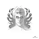 sad man under street lamp tattoo design idea