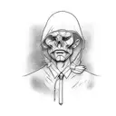 sad man under street lamp tattoo design idea