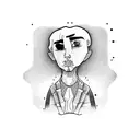 sad man under street lamp tattoo design idea