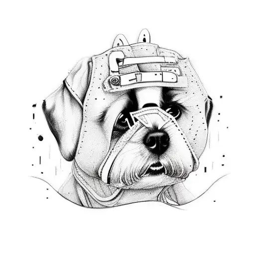 A dog wearing stylish sneakers and skateboarding tattoo design idea