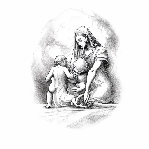 God holding his children tattoo design idea