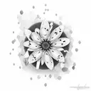 forget-me-notes with honeycomb background, grayscale tattoo design idea