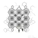 forget-me-notes with honeycomb background, grayscale tattoo design idea