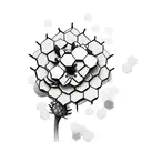 forget-me-notes with honeycomb background, grayscale tattoo design idea