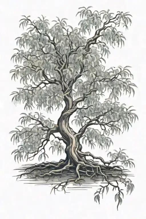Willow tree growing tattoo design idea