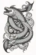 Depict Jormungand wrapped around two fish of the sign Pisces. This can symbolize the endless cycle of inner struggle and tattoo design idea