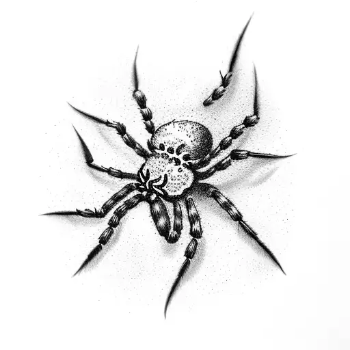 spider hanging off thin web tattoo design idea