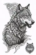 design a lone wolf arm sleave tattoo with high contrast for someone with a dark skin tone tattoo design idea
