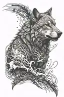 design a lone wolf arm sleave tattoo with high contrast for someone with a dark skin tone tattoo design idea
