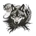 design a lone wolf arm sleave tattoo with high contrast for someone with a dark skin tone tattoo design idea