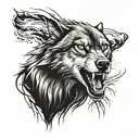 design a lone wolf arm sleave tattoo with high contrast for someone with a dark skin tone tattoo design idea