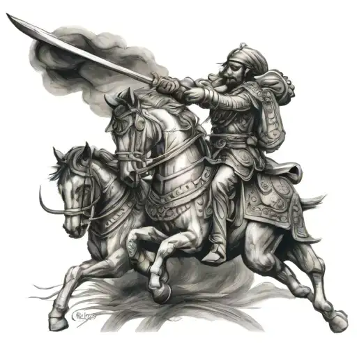 Maharana Pratap weilding a sword tattoo design idea