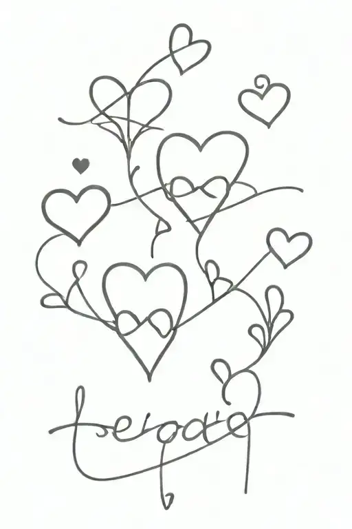 5 Hearts and date or name  tattoo tattoo design idea