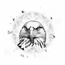 Outdoor scene featuring an eagle in a geometric design tattoo design idea