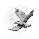Outdoor scene featuring an eagle in a geometric design tattoo design idea