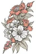 carnation, Indian paintbrush, Texas mountain Laurel flowers tattoo design idea