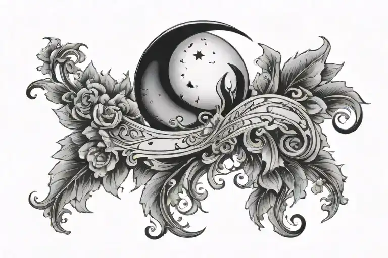 crescent moon incorporated in the name Luna tattoo design idea