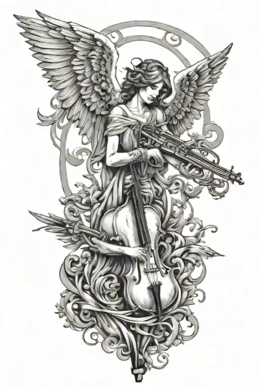 angels, heavens, music, outcast  tattoo design idea