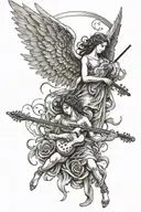 angels, heavens, music, outcast  tattoo design idea