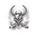devil shooting gun tattoo design idea