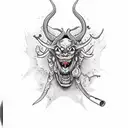 devil shooting gun tattoo design idea