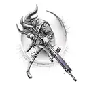 devil shooting gun tattoo design idea