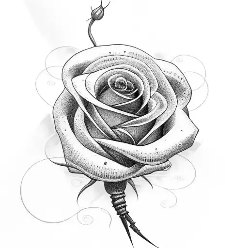 A red rose entwined with a black scorpion tattoo design idea