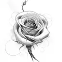 A red rose entwined with a black scorpion tattoo design idea