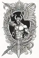 sword devil wing chest 3d tattoo design idea