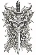 sword chest love devil 3d  tattoo design idea