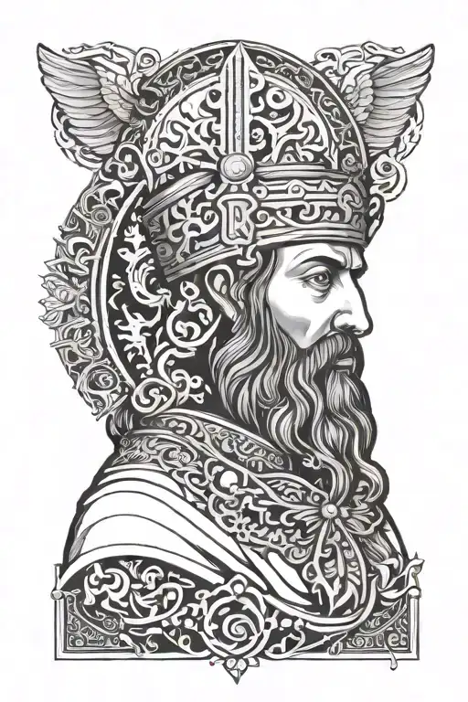 Orthodox Russian God y2k style tattoo design idea