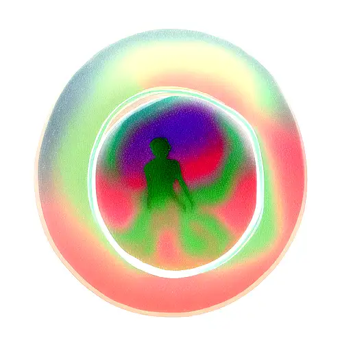 A psychedelic bubble of soap with the silhouette of an actor performing tattoo design idea