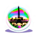 A psychedelic bubble of soap with the silhouette of the eiffel tower tattoo design idea