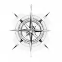 A dotwork compass with an off-road vehicle icon in the center, symbolizing your passion for exploring new trails tattoo design idea