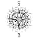 A dotwork compass with an off-road vehicle icon in the center, symbolizing your passion for exploring new trails tattoo design idea