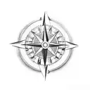 A dotwork compass with an off-road vehicle icon in the center, symbolizing your passion for exploring new trails tattoo design idea