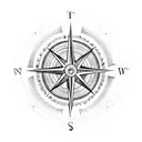 A dotwork compass with an off-road vehicle icon in the center, symbolizing your passion for exploring new trails tattoo design idea