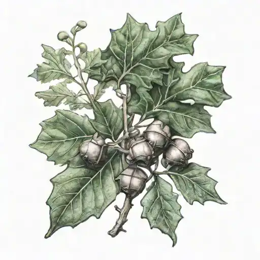 oak leaves with three acorns tattoo design idea