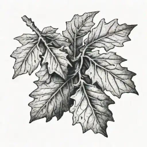 oak leaves with three acorns tattoo design idea