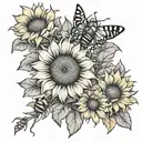sunflowers and bees tattoo design idea